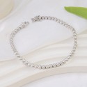 Customized  Vintage Elegant Design Bezel Setting 3A  Zircon Stone  4MM Silver Plain S925 Sterling Silver Bracelet Jewelry