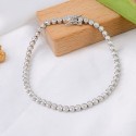 Customized  Vintage Elegant Design Bezel Setting 3A  Zircon Stone  4MM Silver Plain S925 Sterling Silver Bracelet Jewelry