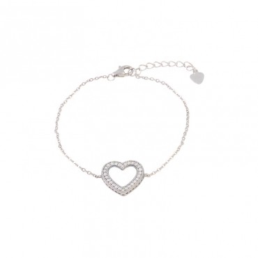 Fashion Simple Design Hot Selling Heart Shape Hollow Ice Out Zircon Stone S925 Sterling Silver  Bracelet Jewelry