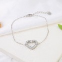 Fashion Simple Design Hot Selling Heart Shape Hollow Ice Out Zircon Stone S925 Sterling Silver  Bracelet Jewelry