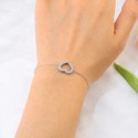 Fashion Simple Design Hot Selling Heart Shape Hollow Ice Out Zircon Stone S925 Sterling Silver  Bracelet Jewelry