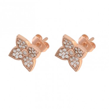Original design Four-leaf clover diamond earrings Versatile inlaid zircon temperament rose gold fashion earrings S925 sterling silver