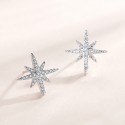 Korean Trendy Elegant Zircon Earrings Rose Gold Silver Needle Eight Pointed Star 925 Sterling Silver Stud Earrings For Women