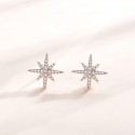 Korean Trendy Elegant Zircon Earrings Rose Gold Silver Needle Eight Pointed Star 925 Sterling Silver Stud Earrings For Women