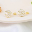 New geometric zircon gold circular earrings for women with fashionable and personalized design. Versatile and elegant earring accessories