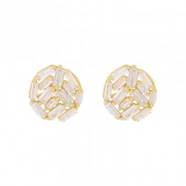 New geometric zircon gold circular earrings for women with fashionable and personalized design. Versatile and elegant earring accessories