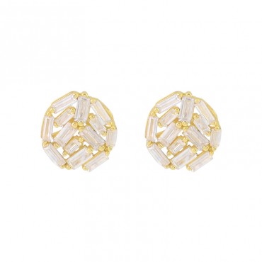 New geometric zircon gold circular earrings for women with fashionable and personalized design. Versatile and elegant earring accessories