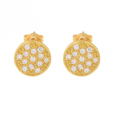 New minimalist round S925 sterling silver inlaid zircon earrings, small and fashionable, versatile earrings, trendy earrings for women
