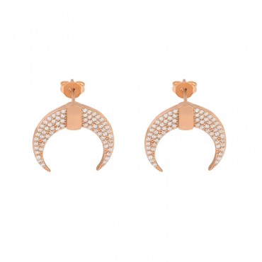 New minimalist and exaggerated European and American style moon earrings with women's inlaid zircon cold style earrings, with a sense of fashion and niche design