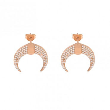 New minimalist and exaggerated European and American style moon earrings with women's inlaid zircon cold style earrings, with a sense of fashion and niche design
