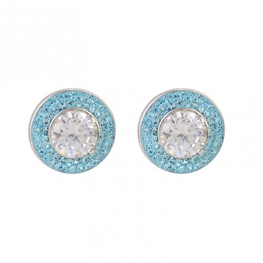 The new S925 sterling silver donut earrings are high-end and cool, with a cool and cool feel. Blue zircon sparkling diamond earrings are fashionable, versatile, and personalized