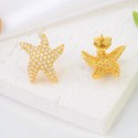 Luxury Fashion Design Gold  Plated Ice Out 3A zircon Stone  Star Pin S925 Sterling Silver Jewelry Earring