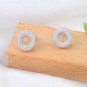 Hot Selling Vintage Fashion Design  Ice Out 3A Zircon Full Stone Round Circle S925 Sterling Silver Jewelry Earring