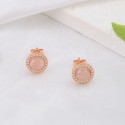 Fashion Simple Design  Pink Color Pave CZ Gemstone Earring- Gemstone 925 Silver Stud Earrings For Women