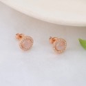 Fashion Simple Design  Pink Color Pave CZ Gemstone Earring- Gemstone 925 Silver Stud Earrings For Women