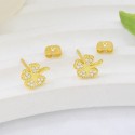 Luxury Elegant Gold Plated Ice Out Zircon Stone Mini Cute Clover  Flower S925 Sterling Silver Jewelry Necklace