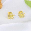Luxury Elegant Gold Plated Ice Out Zircon Stone Mini Cute Clover  Flower S925 Sterling Silver Jewelry Necklace