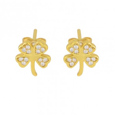Luxury Elegant Gold Plated Ice Out Zircon Stone Mini Cute Clover  Flower S925 Sterling Silver Jewelry Necklace