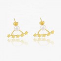 High Quality Fashion Design Gold Plated Boat Star With Natural Pearl S925 Sterling Silver Pin Earring Jewelry