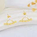 High Quality Fashion Design Gold Plated Boat Star With Natural Pearl S925 Sterling Silver Pin Earring Jewelry