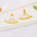 High Quality Fashion Design Gold Plated Boat Star With Natural Pearl S925 Sterling Silver Pin Earring Jewelry