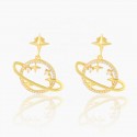 Creative Planet 18K Gold Plated  Preserving Jewelry Micro Inlaid S925 Sterling Silver  Planet Drop Earrings For Women