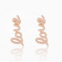 Fashion Design Rose Gold Plated Love Letter Ice Out 3A  Zircon White Stone S925 Sterling Silver Stud Earring Jewelry