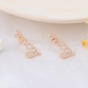 Fashion Design Rose Gold Plated Love Letter Ice Out 3A  Zircon White Stone S925 Sterling Silver Stud Earring Jewelry