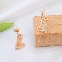 Fashion Design Rose Gold Plated Love Letter Ice Out 3A  Zircon White Stone S925 Sterling Silver Stud Earring Jewelry