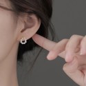 Korean Trendy Elegant Lady Hollow Rose Pearl Round Circle Stud Earrings For Fashion Sweet Cute Jewelry