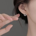 Korean Trendy Elegant Lady Hollow Rose Pearl Round Circle Stud Earrings For Fashion Sweet Cute Jewelry