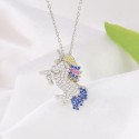 Customized Girls Rainbow Dainty Design Horse Ice Out Zircon Stone S925 Sterling Silver Jewelry Necklace Gift For Women